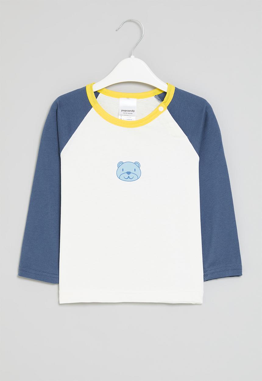 Pop Candy - Colour block reglan tee - white & blue