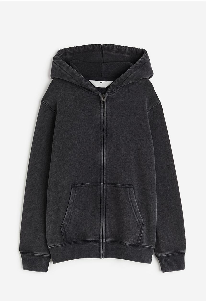 H&M - Zip-through hoodie - washed black