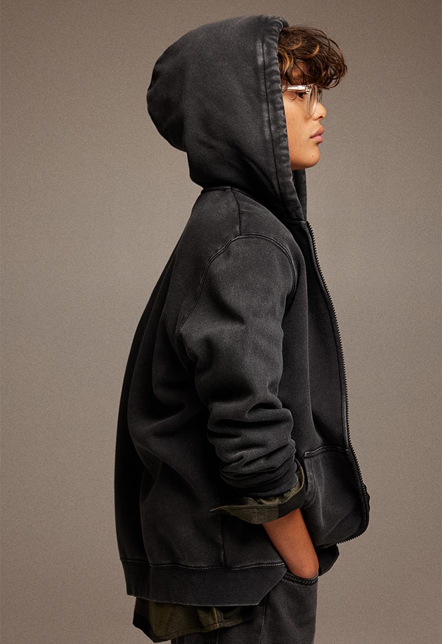 H&M - Zip-through hoodie - washed black