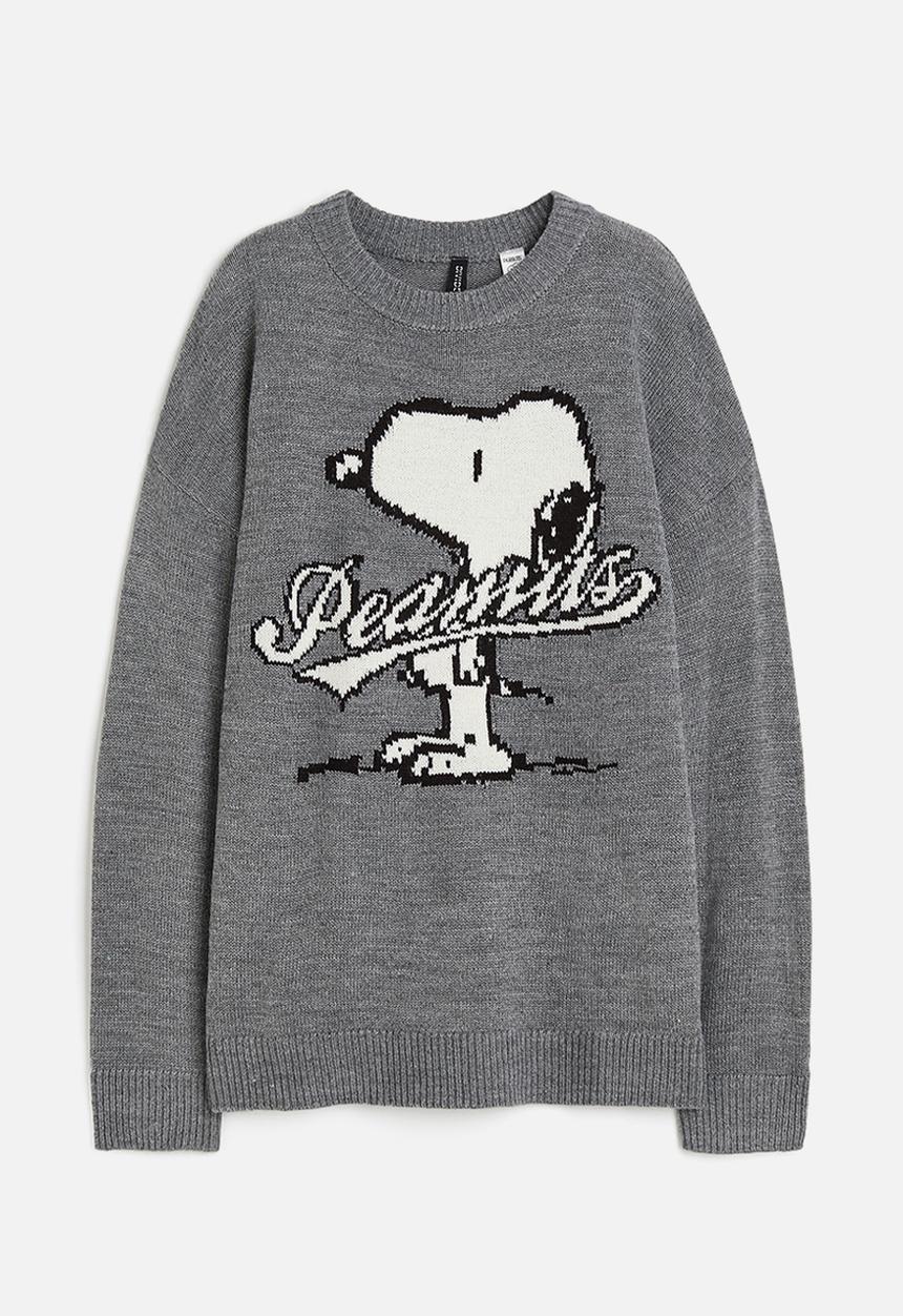 H&M - Jacquard-knit jumper - dark grey snoopy 