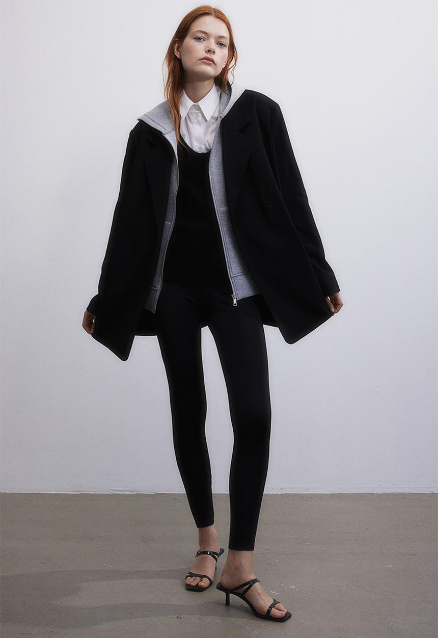 H&M - High-waisted leggings - black