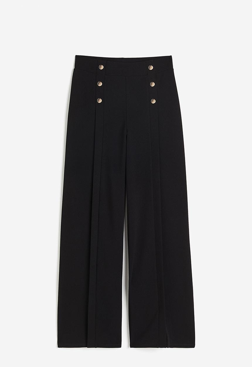 H&M - Button-detail trousers - black