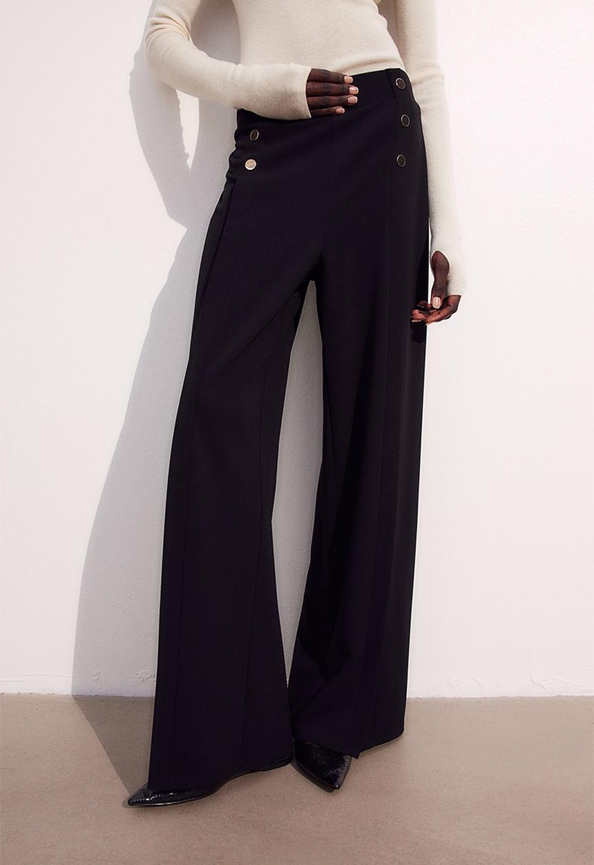 H&M - Button-detail trousers - black
