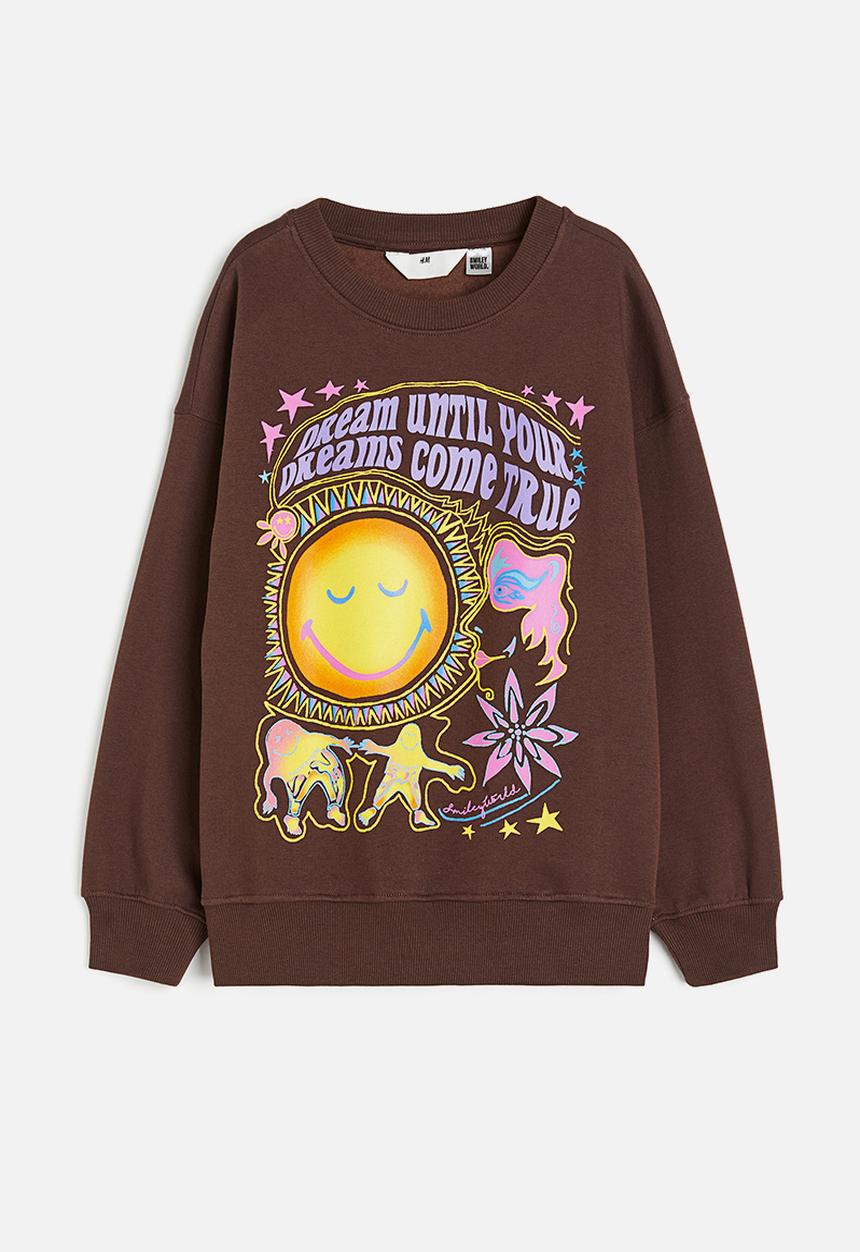 H&M - Oversized Sweatshirt - Brown/SmileyWorld®