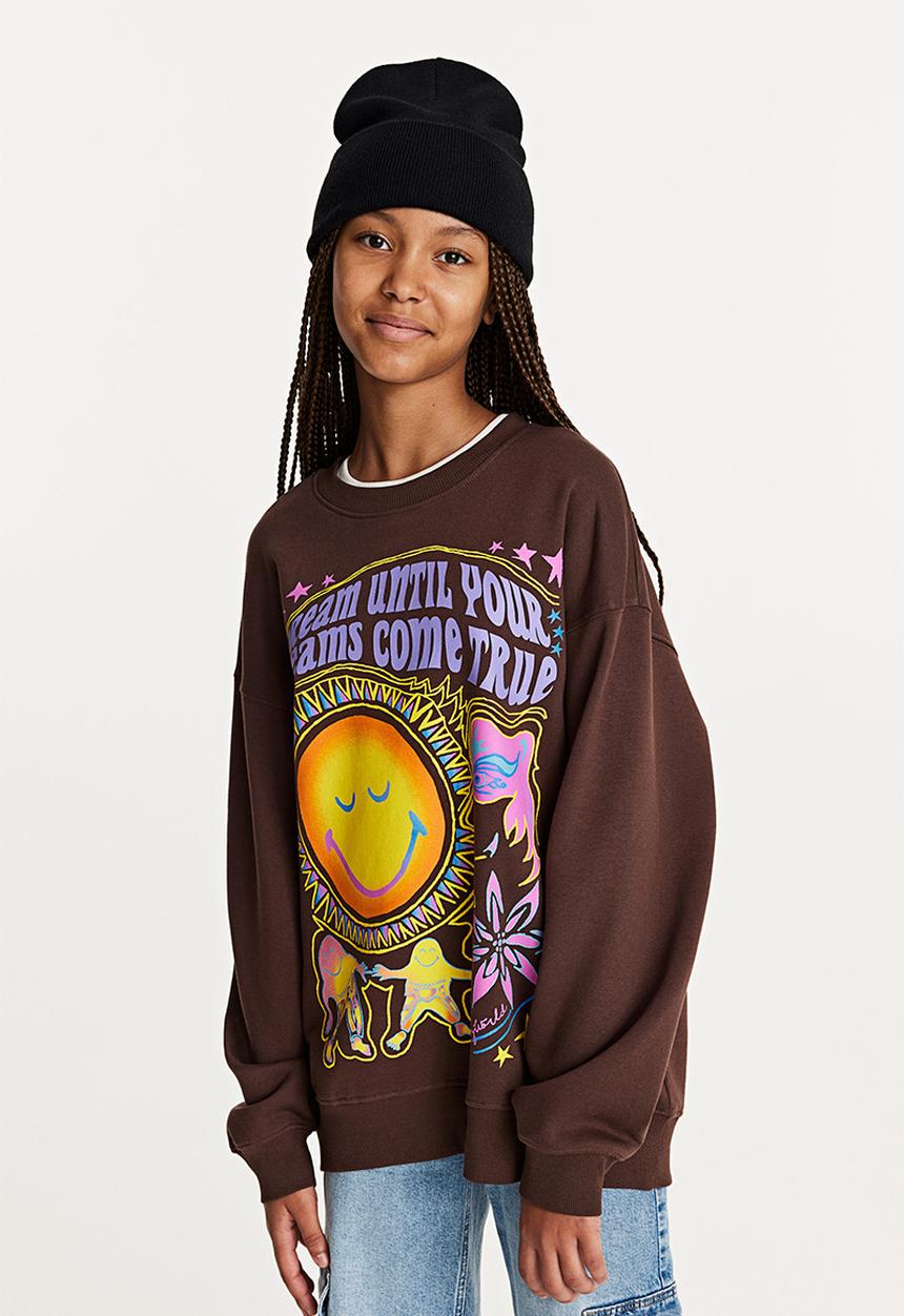 H&M - Oversized Sweatshirt - Brown/SmileyWorld®