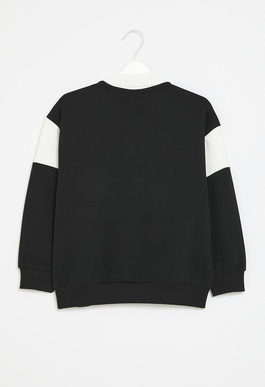 Pop Candy - Collared front button top - black and white