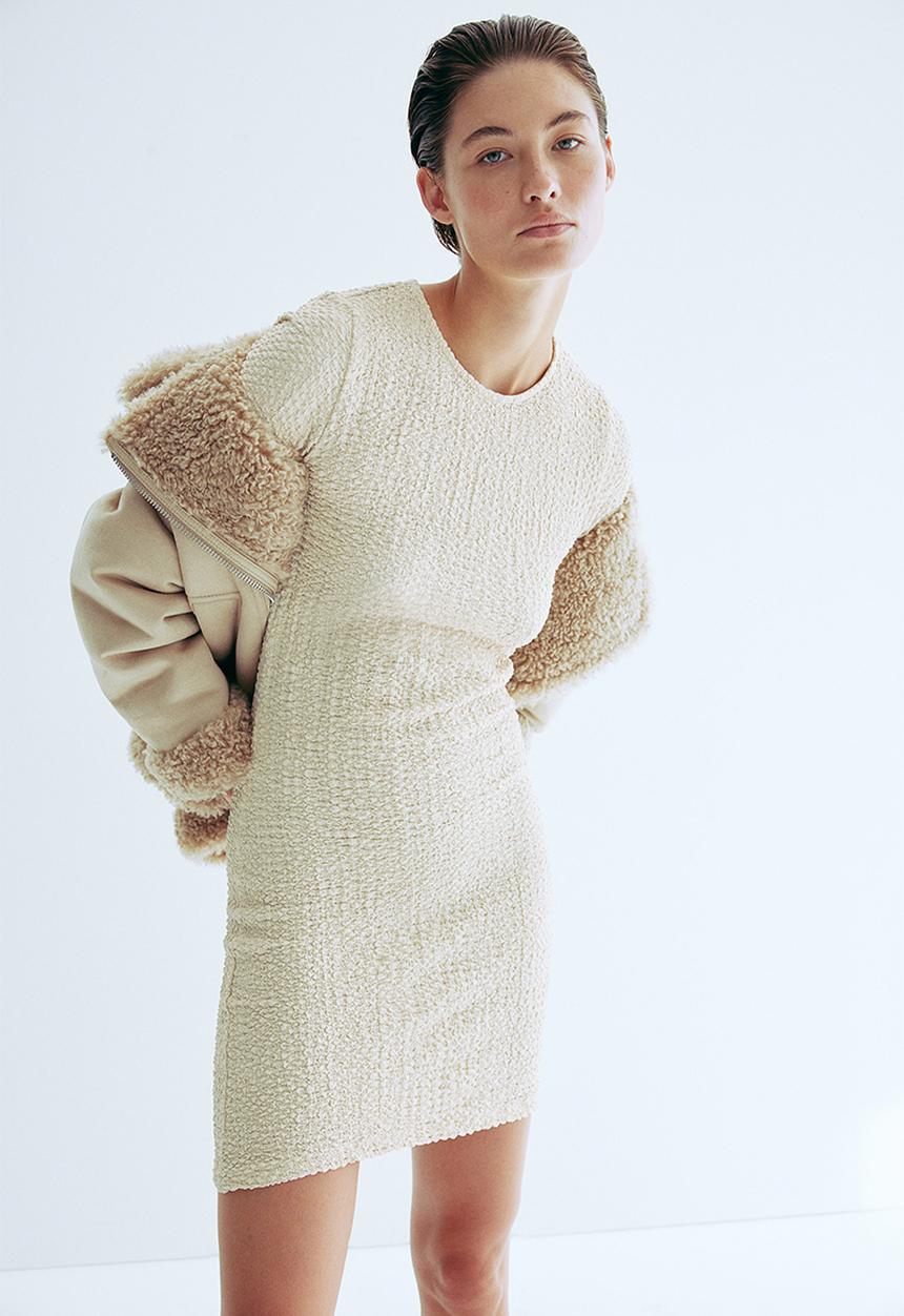 H&M - Textured jersey dress - light beige