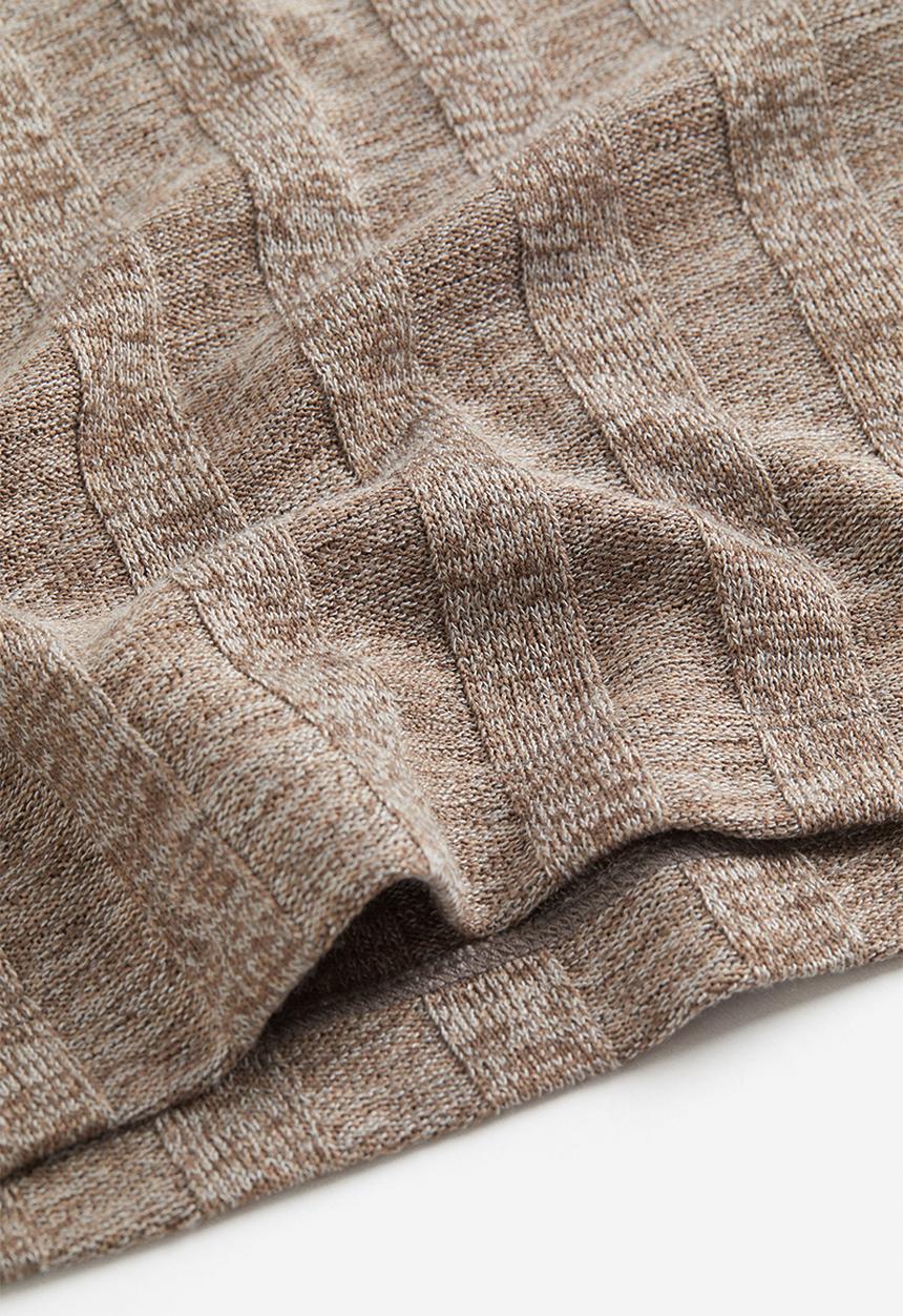 H&M - Rib-knit top - dark beige marl
