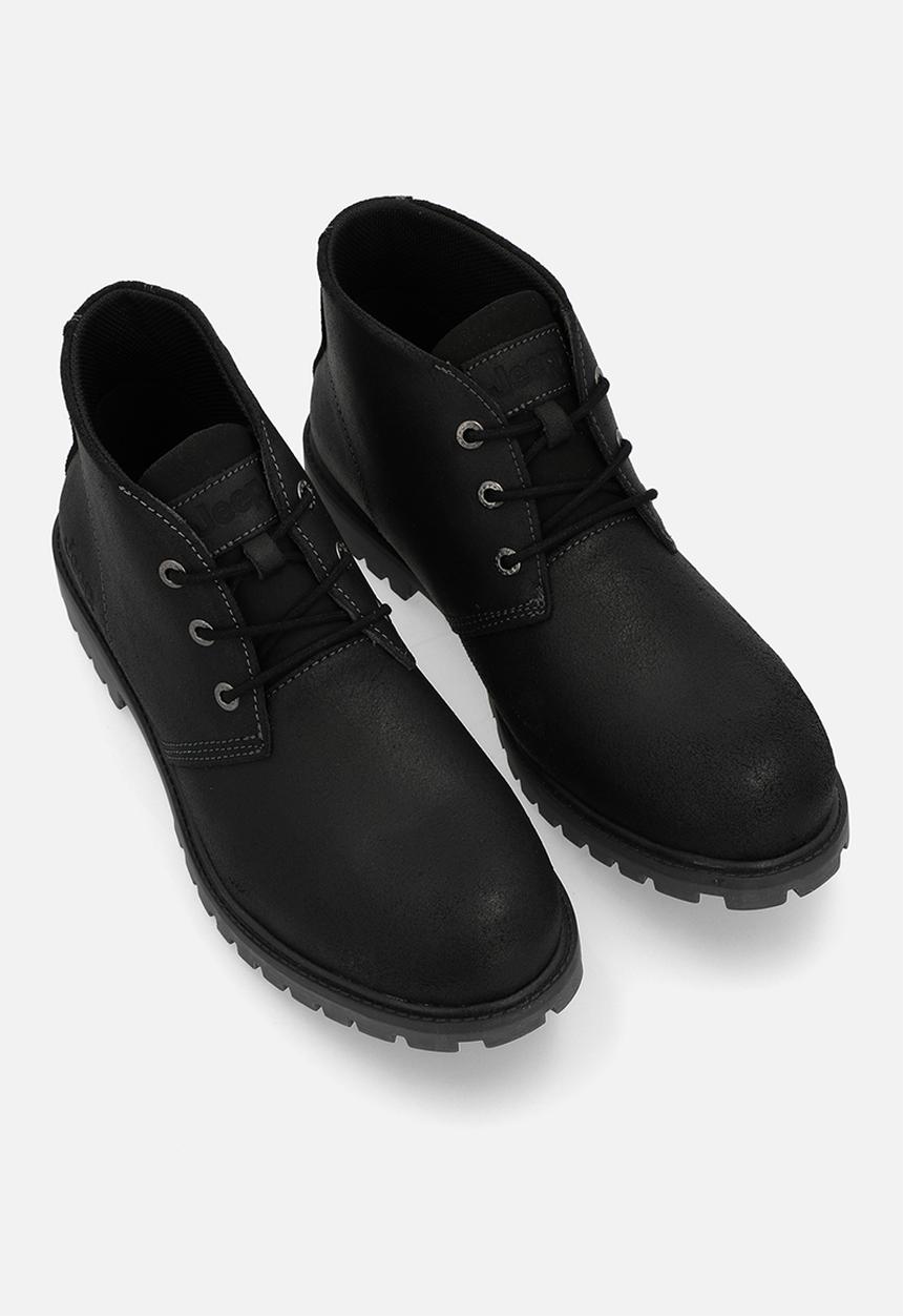 JEEP - Leather desert chukka boot - black
