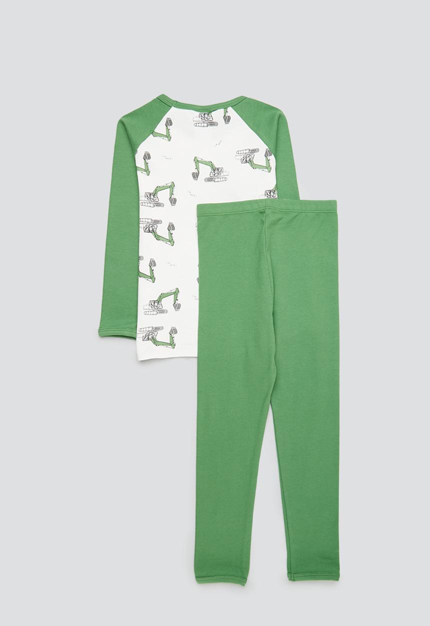 Pop Candy - Reglan sleeve pj set - green & white