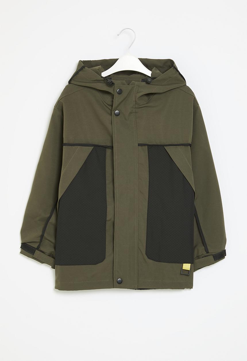Pop Candy - Colour block windbreaker - green and black