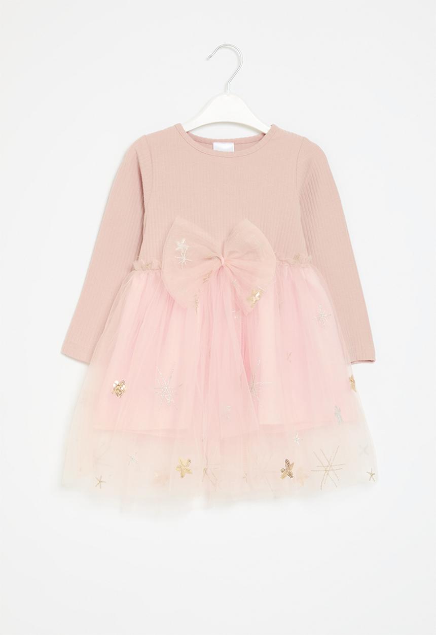 Pop Candy - Bow décor mesh dress - pink