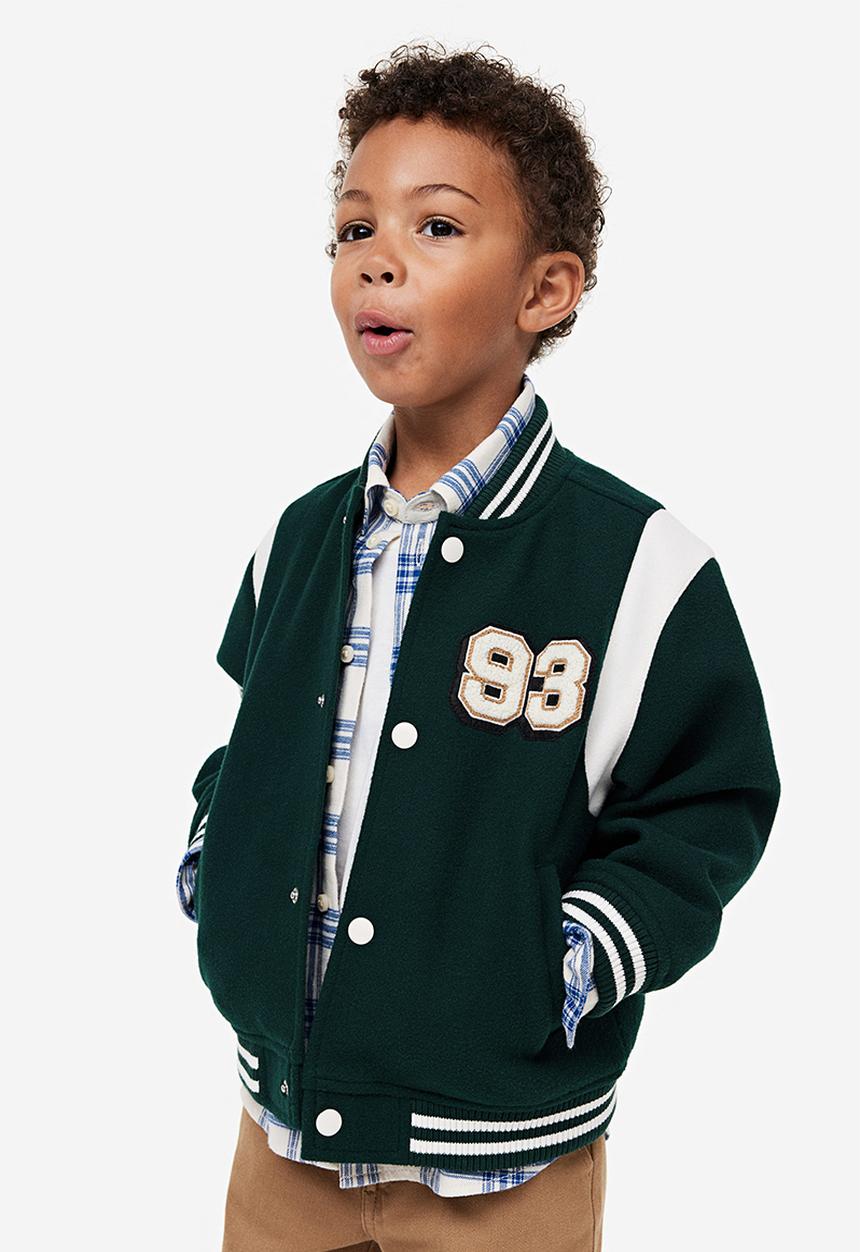H&M - Embroidered baseball jacket - green