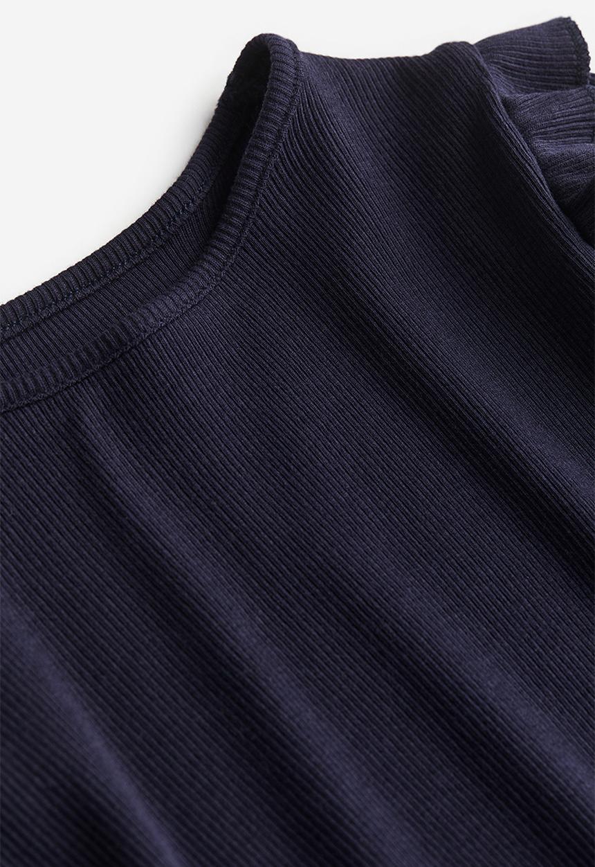 H&M - Flounce-trimmed ribbed top - blue
