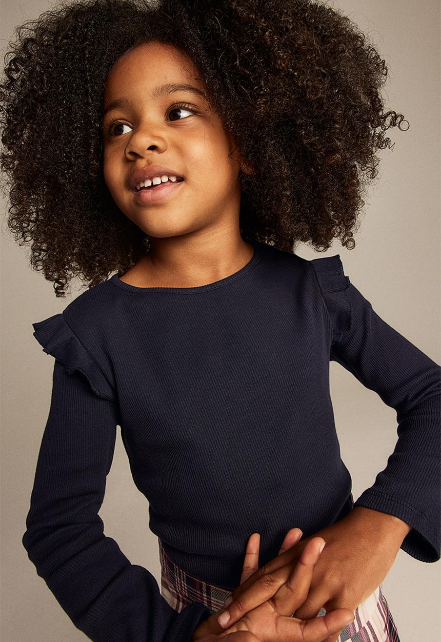 H&M - Flounce-trimmed ribbed top - blue