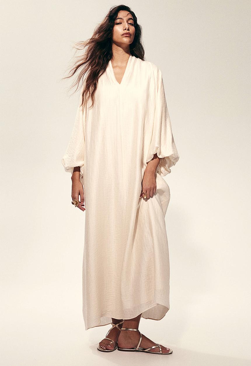 H&M - Crêpe maxi dress - light beige