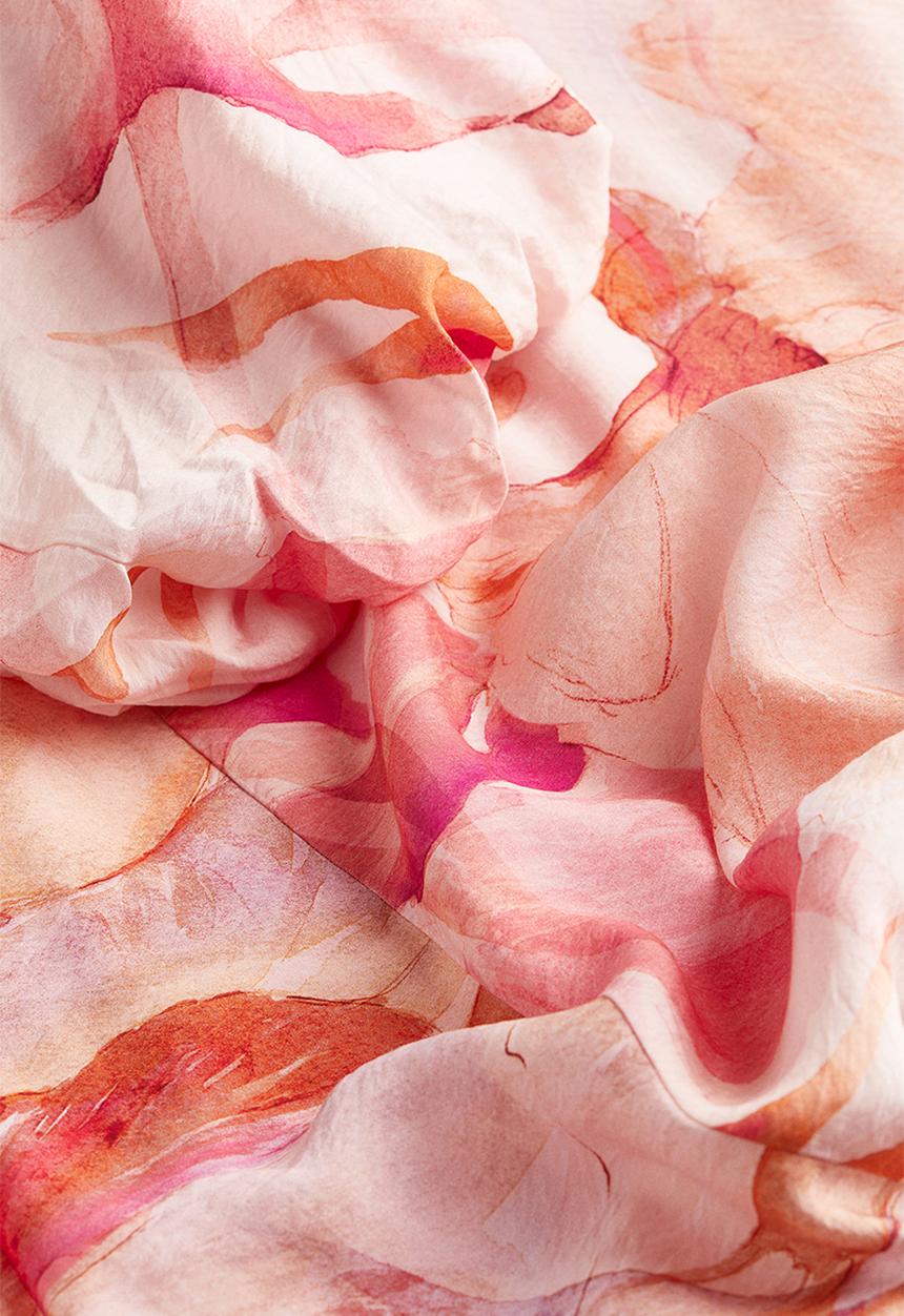 H&M - Crêpe maxi dress - peach pink floral 