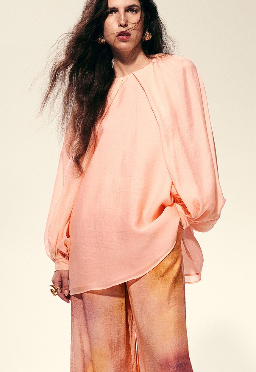 H&M - Voluminous blouse - peach pink 