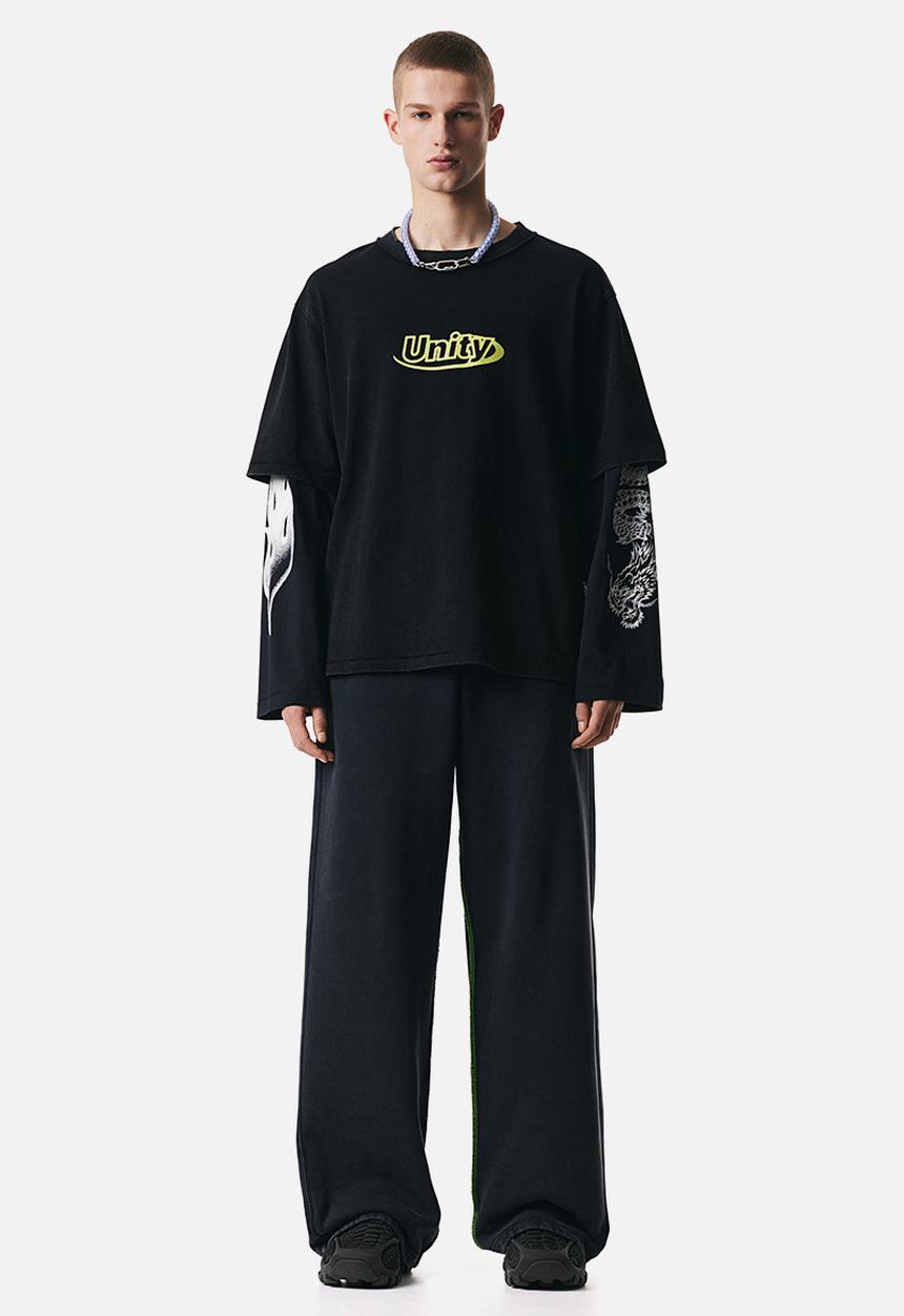 H&M - Double-layered T-shirt - black