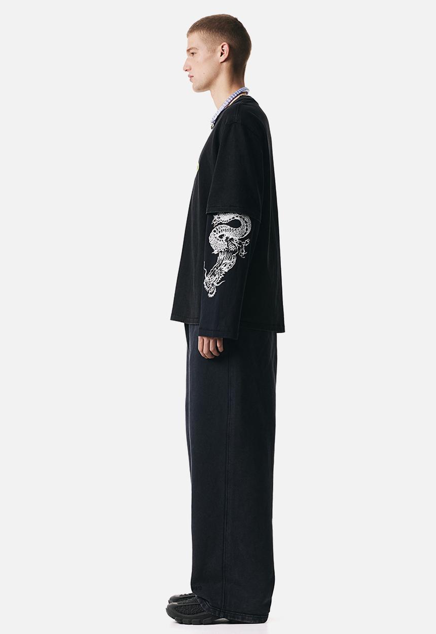 H&M - Double-layered T-shirt - black