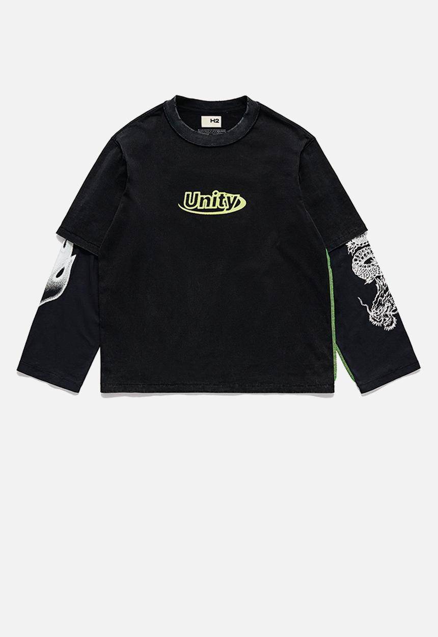 H&M - Double-layered T-shirt - black
