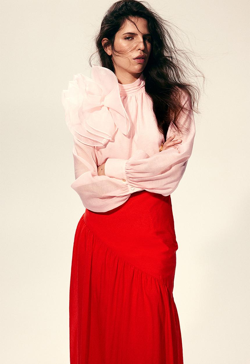 H&M - Appliquéd blouse - light pink