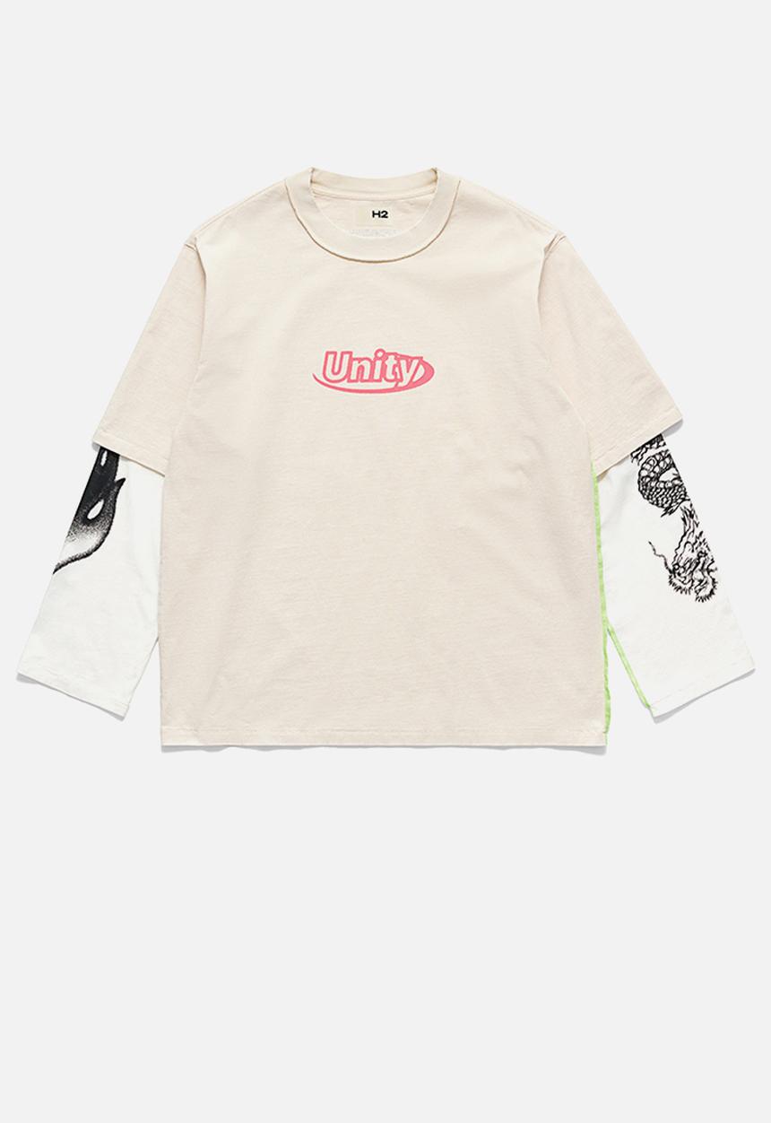 H&M - Double-layered T-shirt - light beige