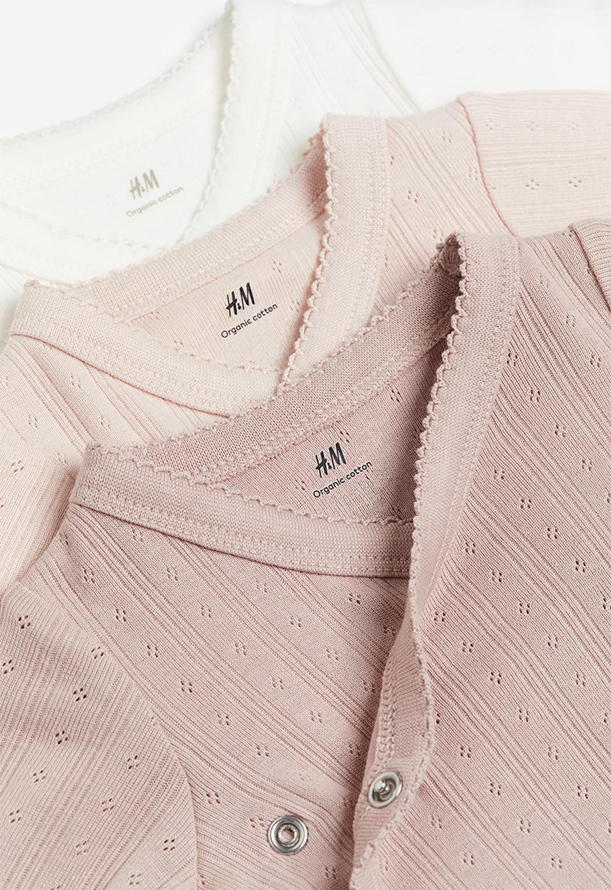 H&M - 3-pack wrapover bodysuits - pink & white