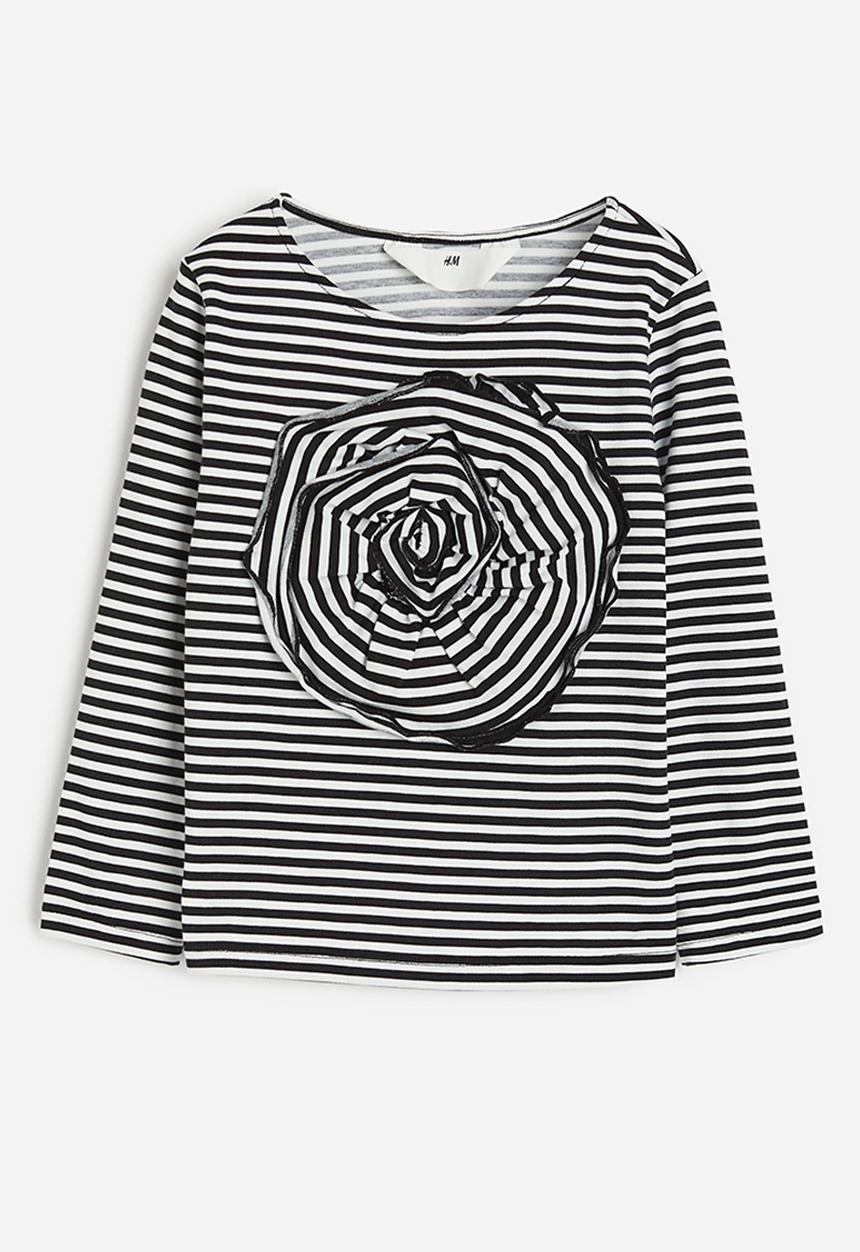 H&M - Appliquéd jersey top - black