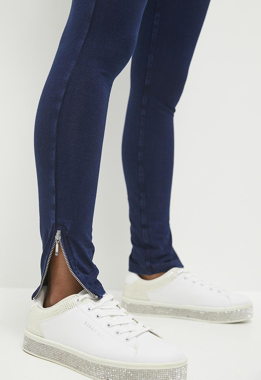 SISSY BOY - High Rise Knit Jegging With Zip Detail - Dk Vintage