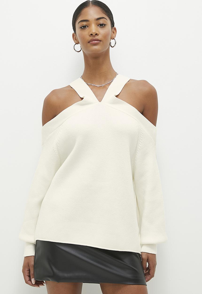 dailyfriday - Cold shoulder knitted top - ecru