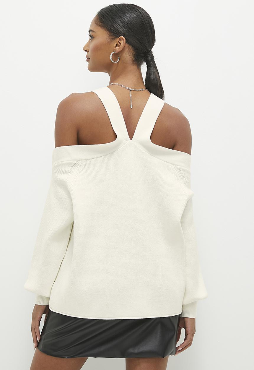 dailyfriday - Cold shoulder knitted top - ecru
