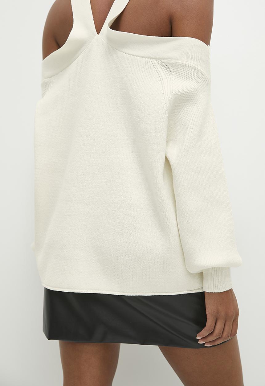 dailyfriday - Cold shoulder knitted top - ecru