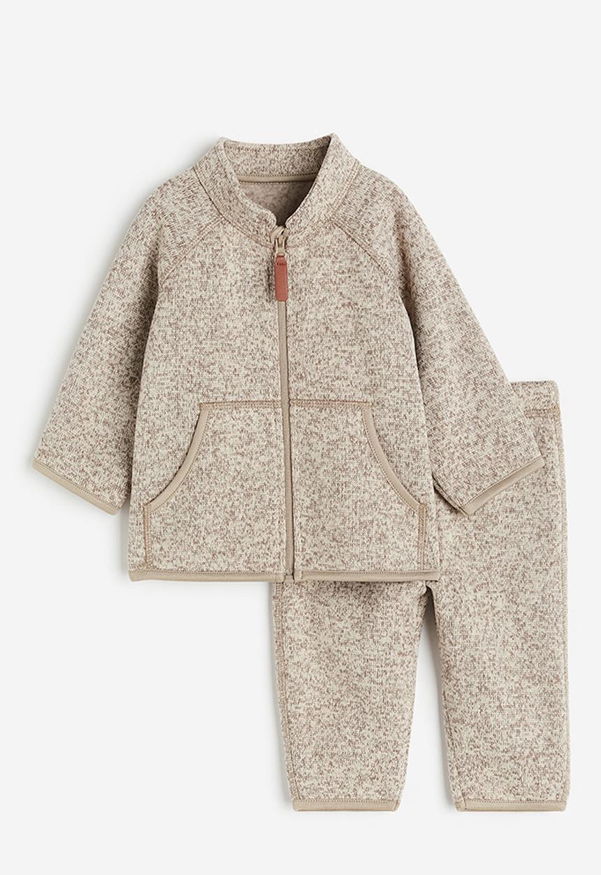 H&M - 2-piece fleece-lined set - beige marl
