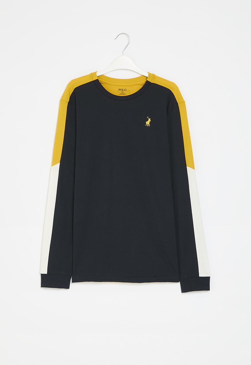 POLO - Boys david colour blocked long sleeve tee - navy
