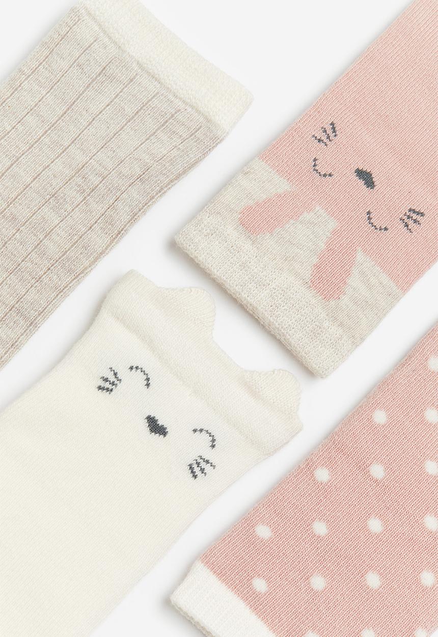 H&M - 4-pack socks - pink,beige,white,multi