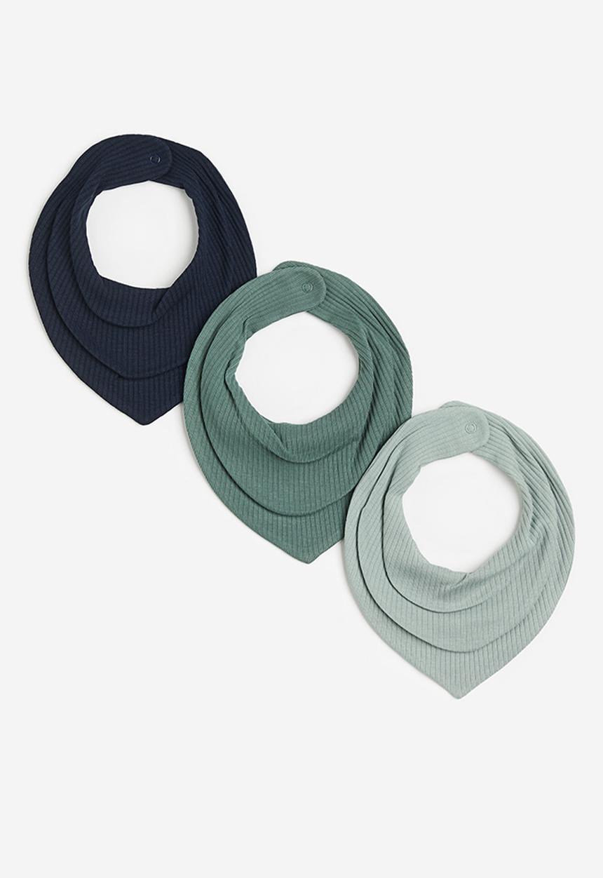 H&M - 3-pack ribbed triangular scarves - navy blue/green