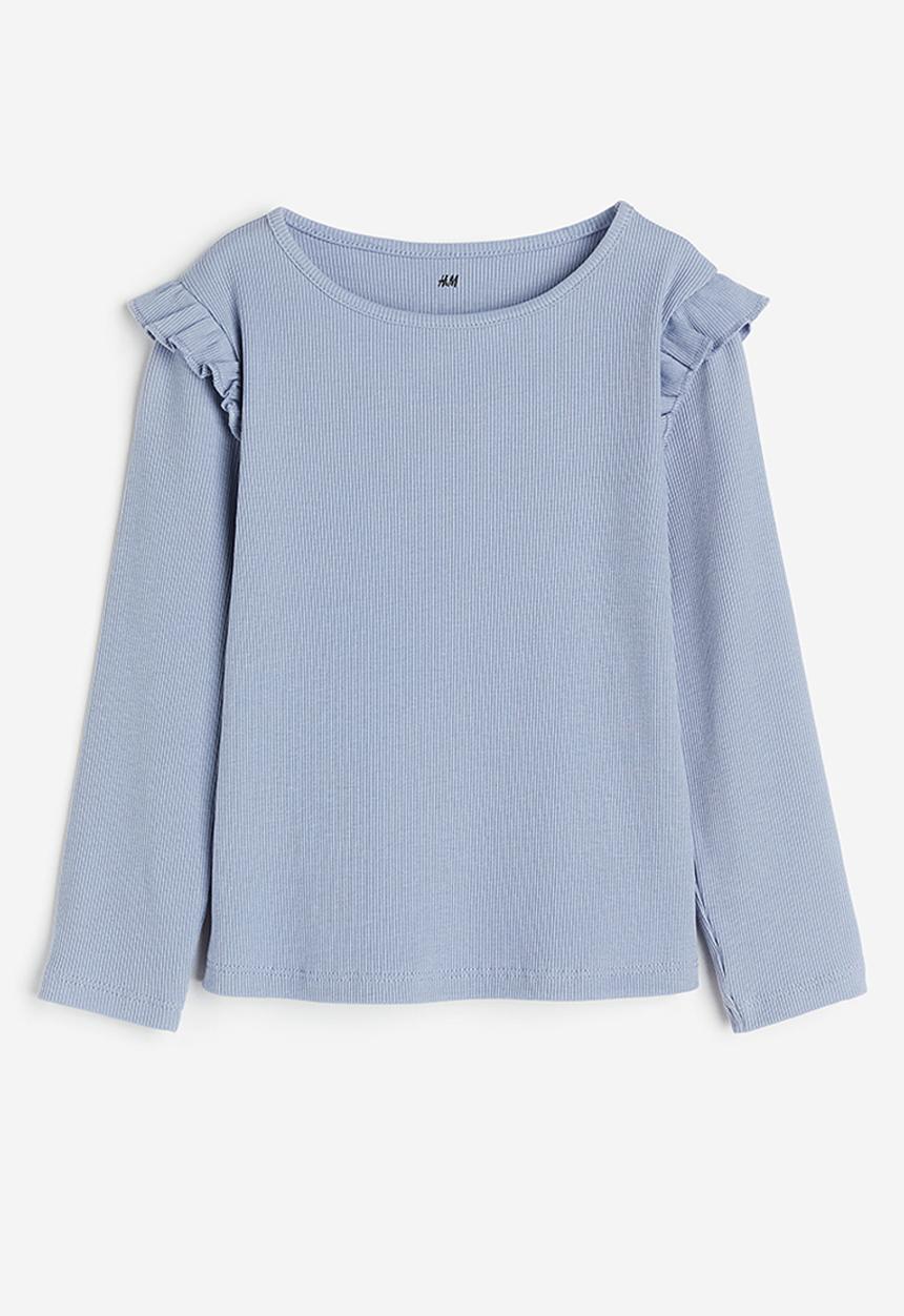 H&M - Flounce-trimmed ribbed top - blue