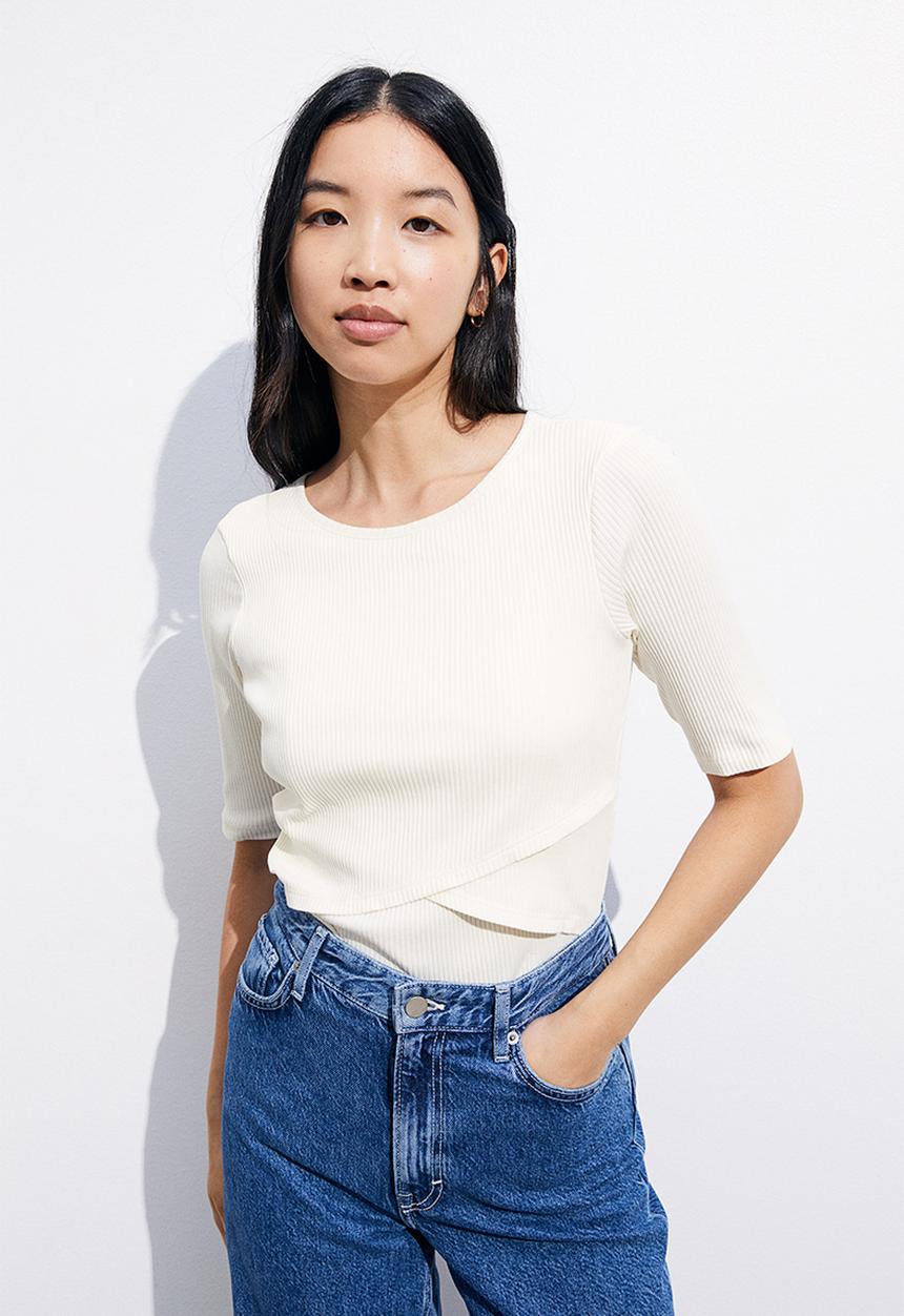 H&M - Mama before & after 2-pack maternity/nursing tops - black,white