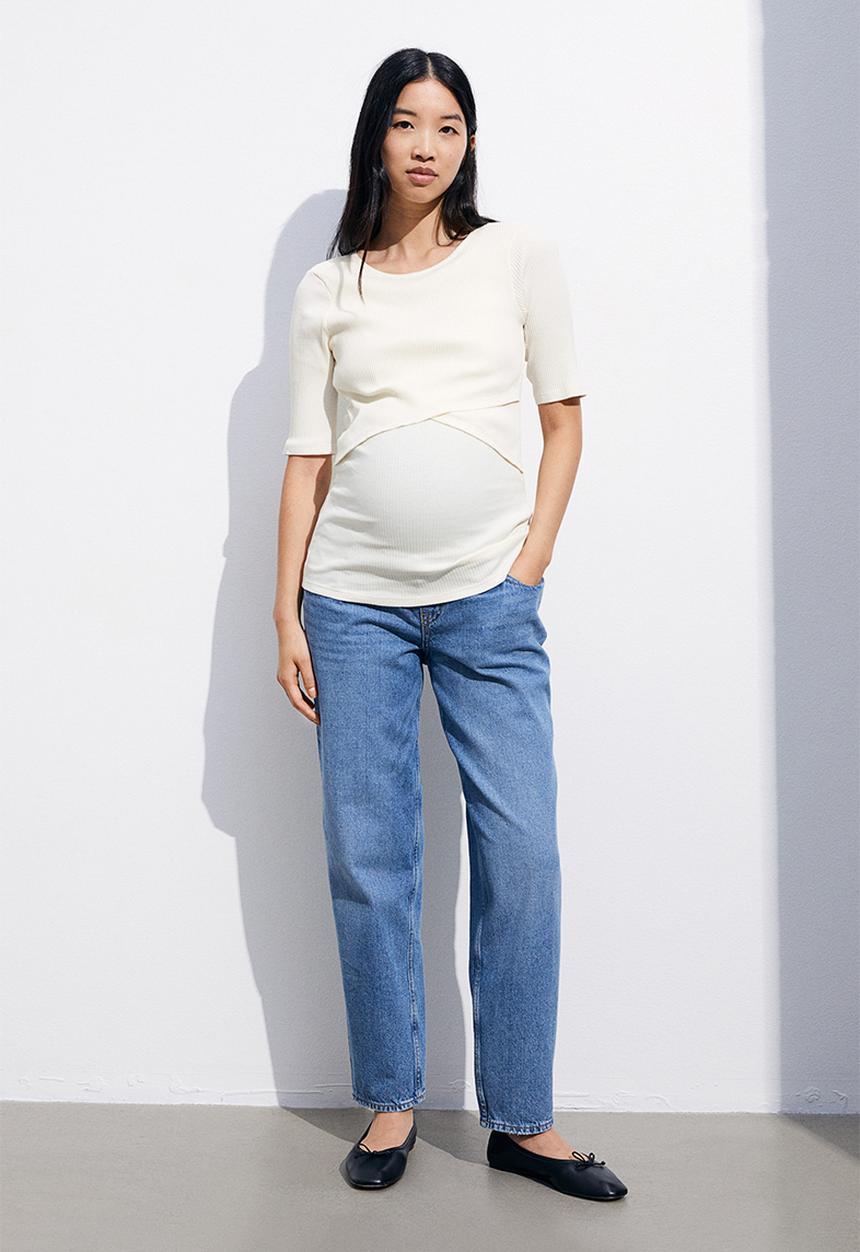 H&M - Mama before & after 2-pack maternity/nursing tops - black,white