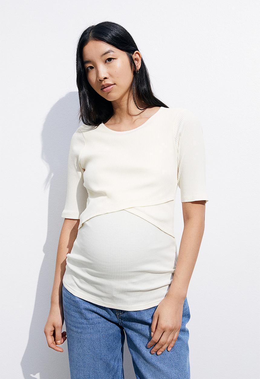 H&M - Mama before & after 2-pack maternity/nursing tops - black,white