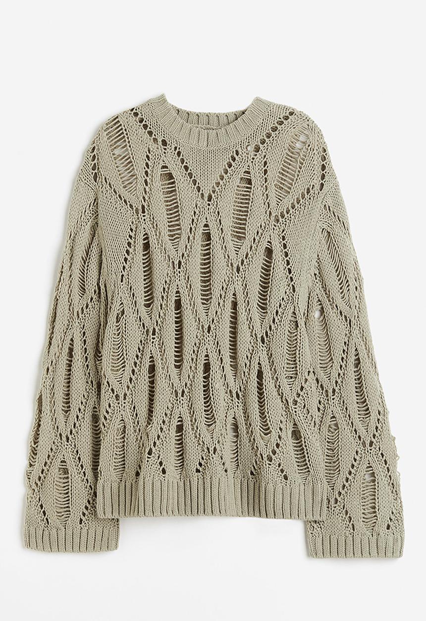 H&M - Ladder-stitch-look jumper - light khaki green