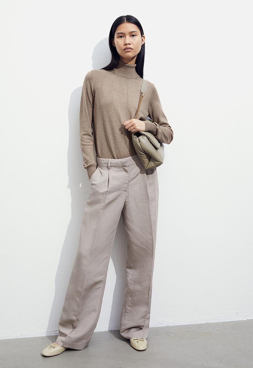 H&M - Polo-neck jumper - beige marl 