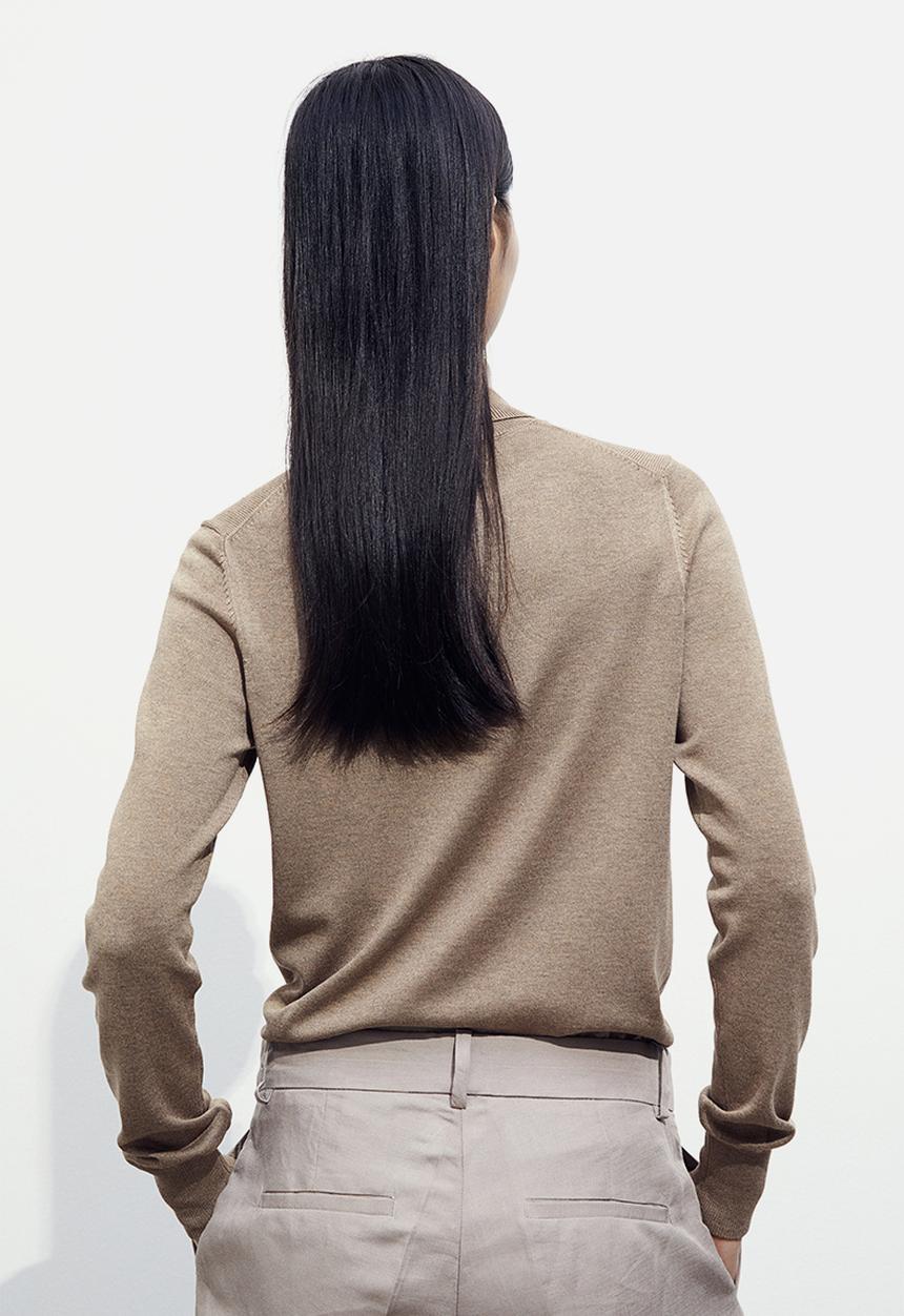 H&M - Polo-neck jumper - beige marl 