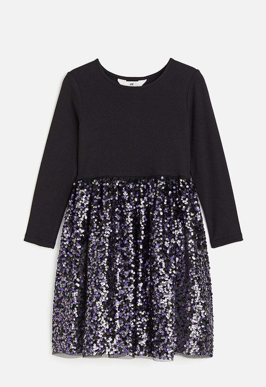 H&M - Sequined jersey dress - black