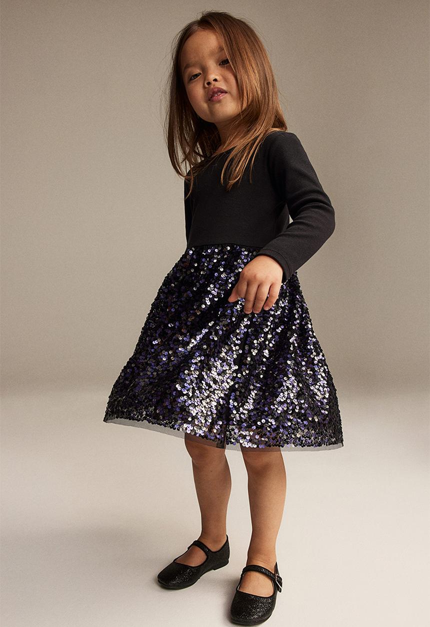 H&M - Sequined jersey dress - black