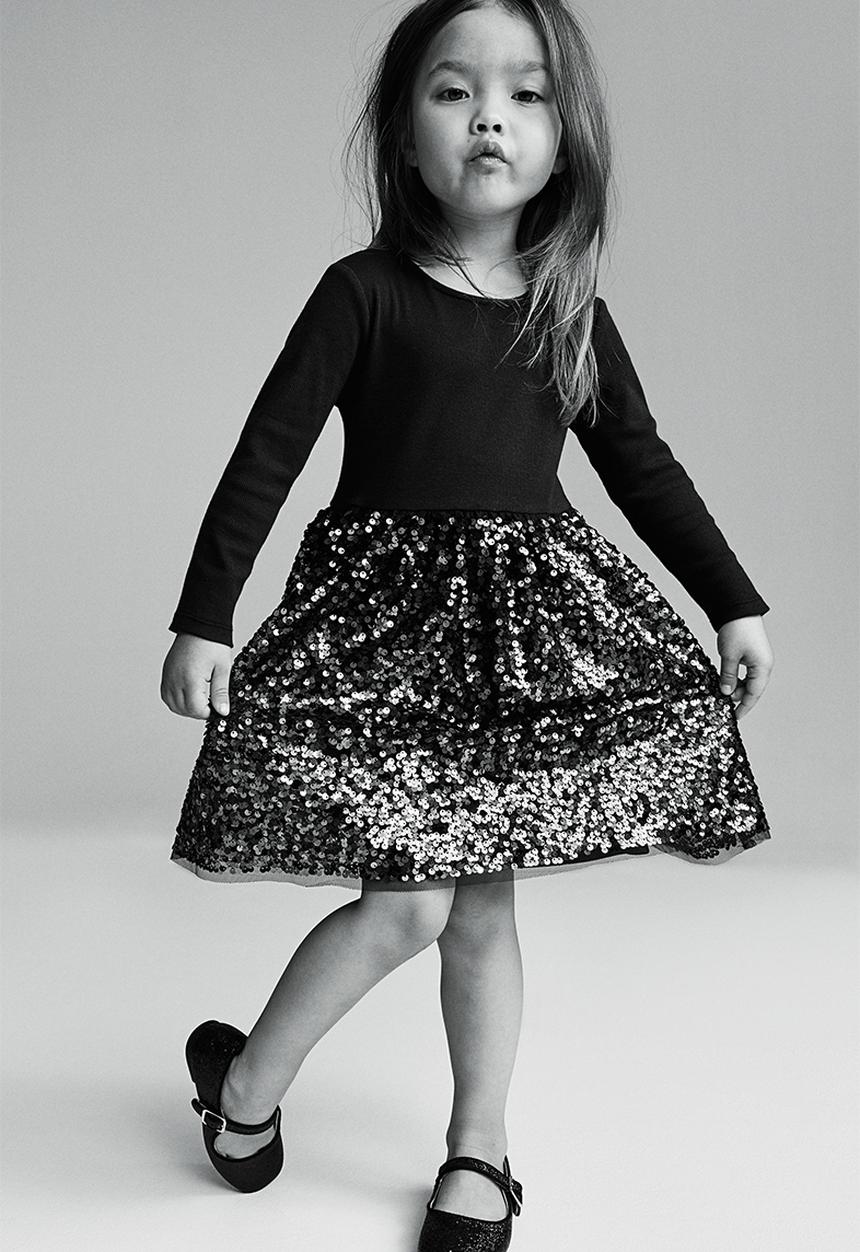 H&M - Sequined jersey dress - black