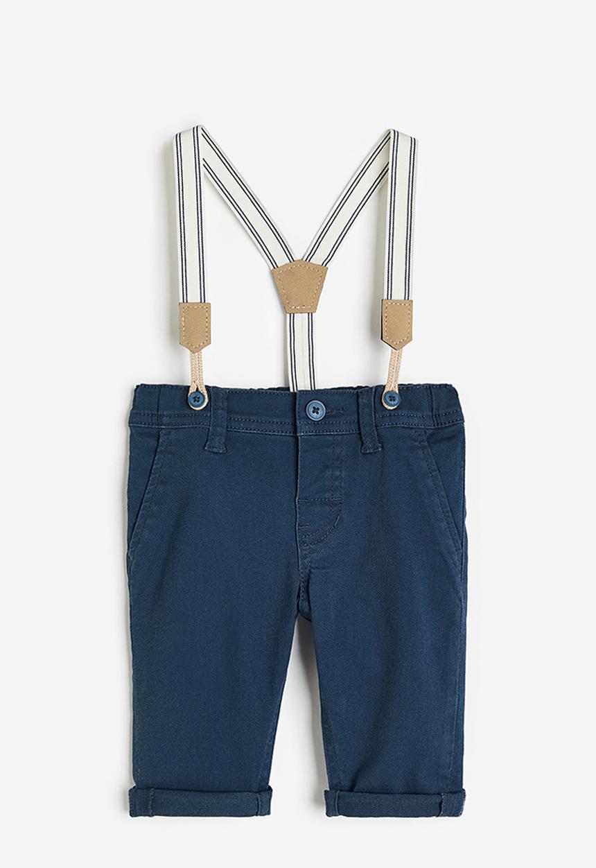 H&M - Twill trousers with braces - blue