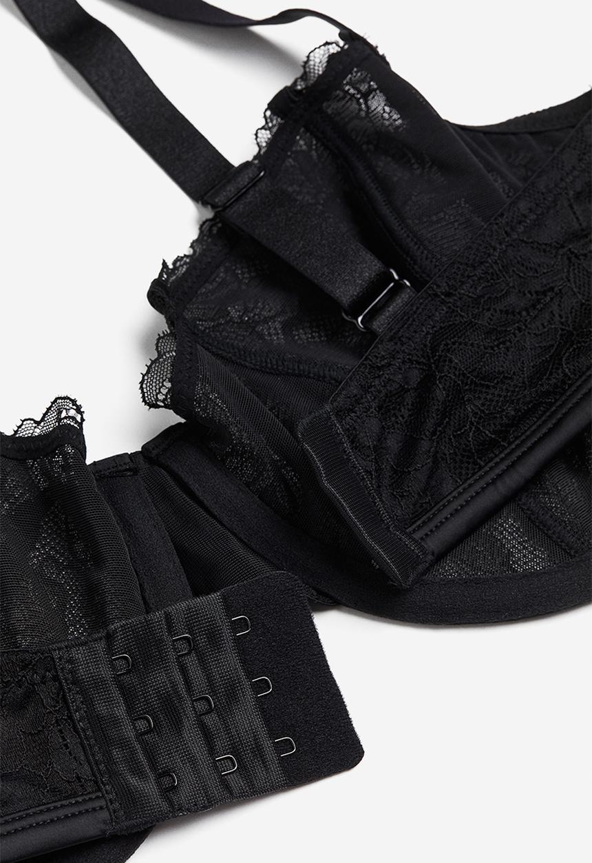 H&M - Non-padded underwired lace bra - black