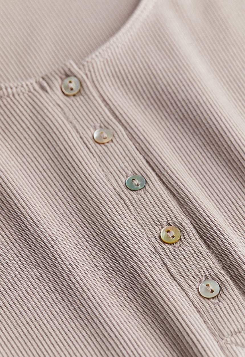 H&M - Ribbed henley top - light greige
